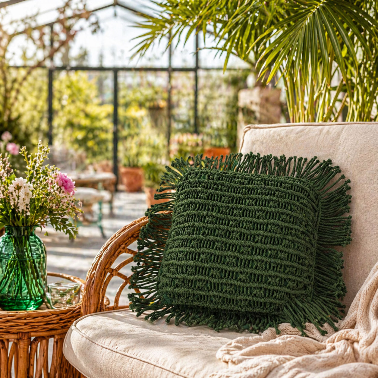 Round Shape Dreamy Macrame Throw Cushion Cover